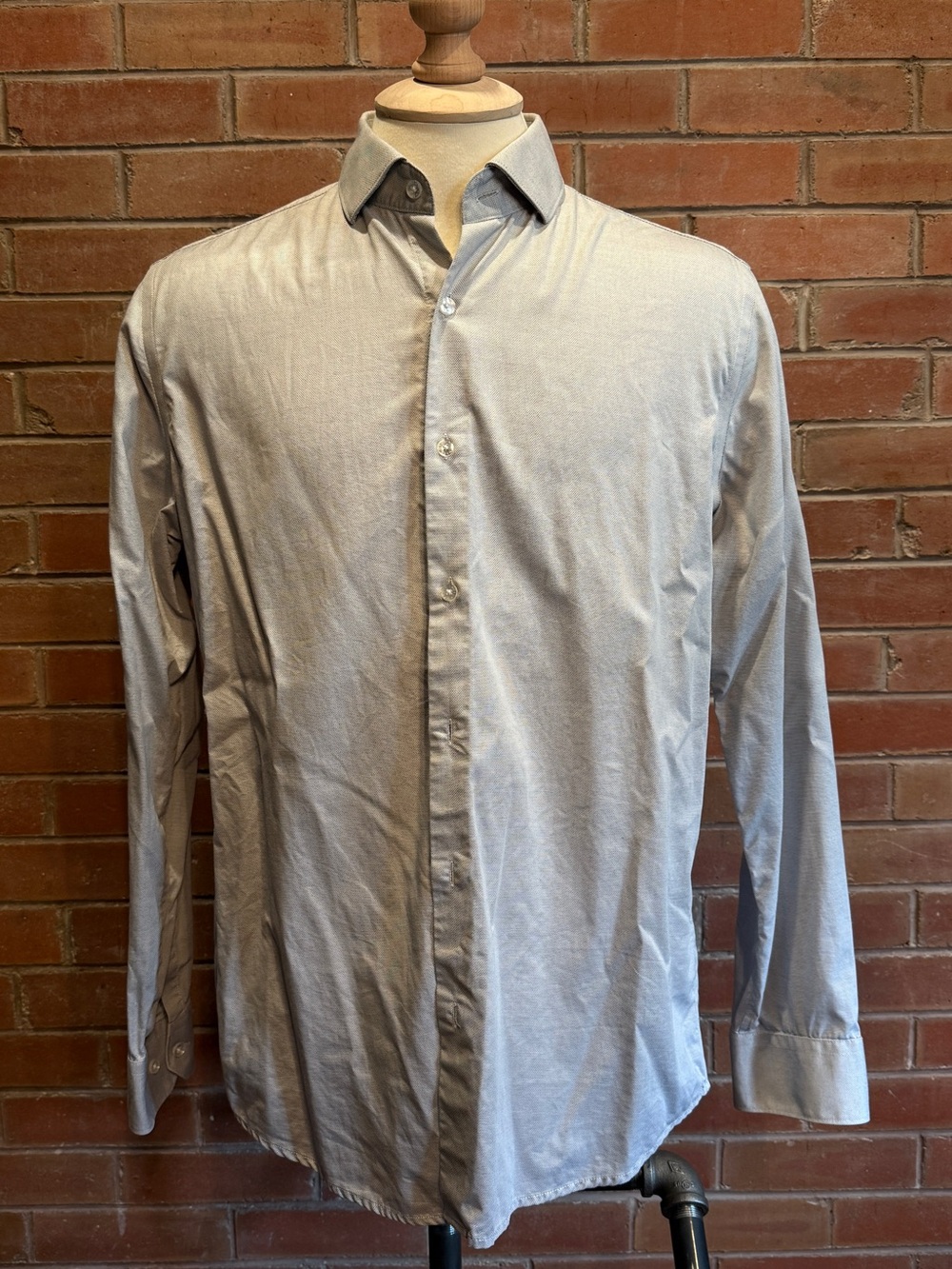 RW&CO. Men's Light Gray Long-Sleeve Dress Shirt